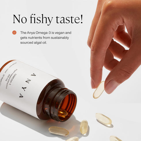 ANYA Omega-3 with 300mg of DHA and EPA - Non-GMO, 100% Vegan Postnatal Supplement for New Moms