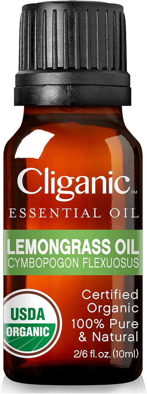 Cliganic USDA Organic Lemongrass Essential Oil - 100% Pure Natural Undiluted for Aromatherapy Diffuser