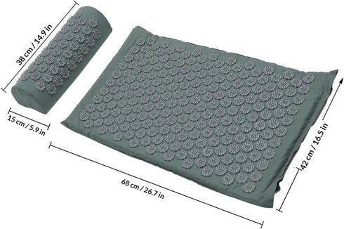 Set 2pcs CLISPEED Shiatsu Massage Mat and Pillow Acupressure Relief Cushions with Carrying Bag for Back and Neck