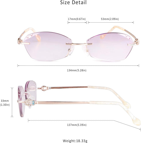 LifeArt Blue Light Blocking Glasses, Computer Reading Glasses, Anti Blue Rays, Stylish Rimless Frame Tinted Lens (+2.50