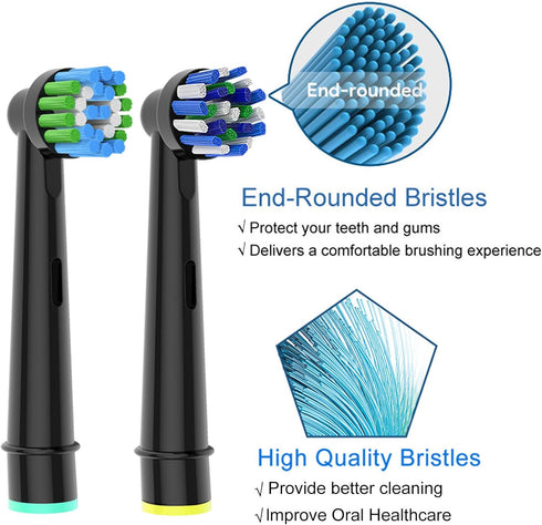 8pcs Black Replacement Heads for Oral B Electric Toothbrush, 4pcs Precision Clean & 4pcs Cross Clean Brush Heads