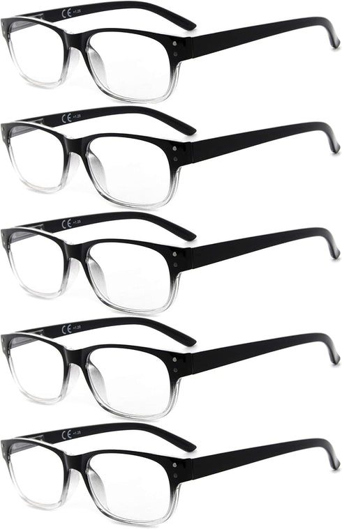 Eyekepper Classic Reading Glasses for Men, 5 Pack with Spring Hinges