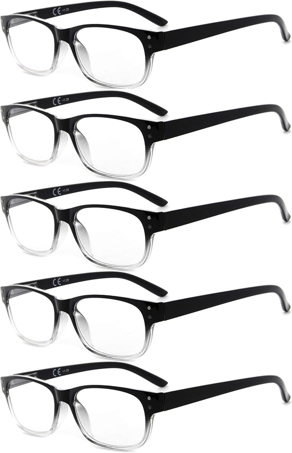 Eyekepper Classic Reading Glasses for Men, 5 Pack with Spring Hinges