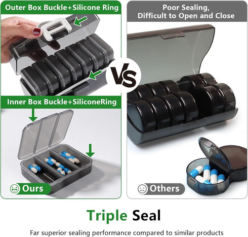 QIANYIXIN 7 3 Weekly Pill Organizer, Day Large Pill Box Times a Day, One-Touch Easy Open Travel Medication Case