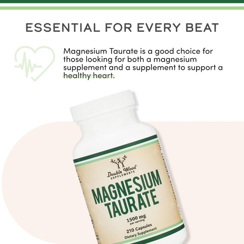 Magnesium Taurate Supplement for Cardiovascular Health, 1,500mg per Serving, 210 Vegan Capsules, Non-GMO