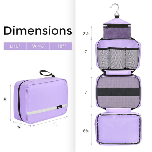 Maliton Travel Toiletry Bag for Women, Hanging Organizer with 4 Compartments, Portable Waterproof Compact Bathroom Bag