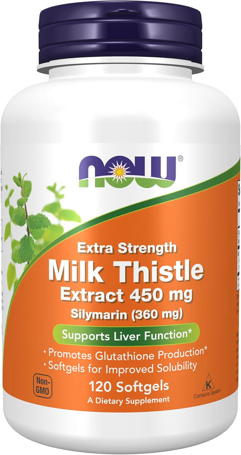 NOW Foods Silymarin Milk Thistle Extract, Extra Strength 450 mg, 120 Softgels