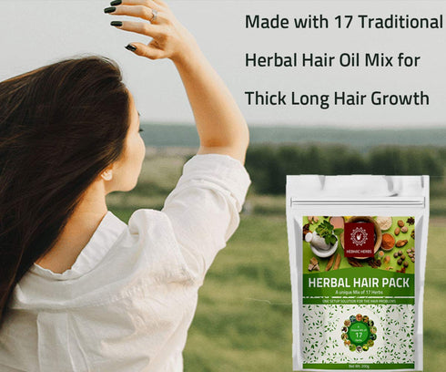 Herbal Hair Mix Powder 100g, 17 Traditional Herbal Hair Oil Mix for Thick Long Hair Growth