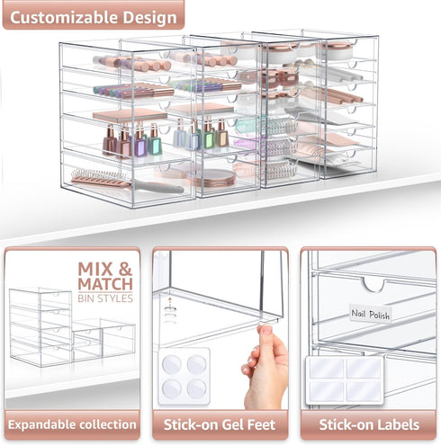 Sorbus Makeup Organizer with 22 Drawers, Acrylic Storage for Makeup, Office Supplies, Jewelry, and Stationary