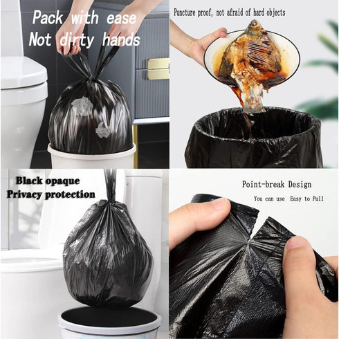 Small Black Trash Bags, 4 Gallon Thicken Value Trash Bag with Handle, 100 Counts for Bathroom Bedroom Office Kitchen