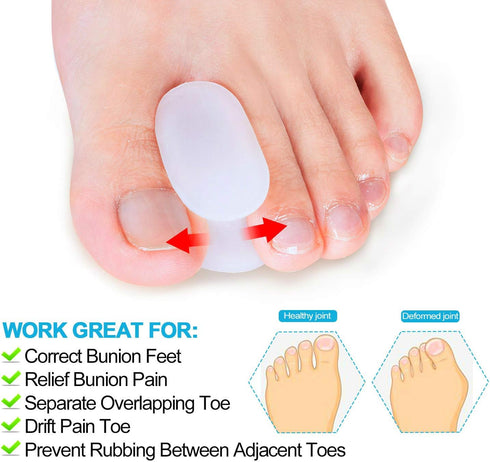 Povihome 10 Pack Gel Bunion & Toe Spacers - Separators and Straightener Orthotics for Bunion Pain Relief, S Size