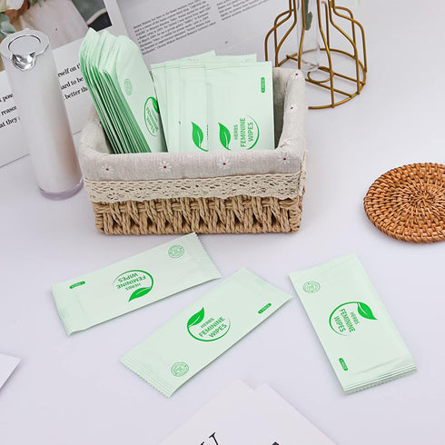 100 Pack Individually Wrapped Personal Hygiene Wipes, Feminine Wipes with Plant Extracts, Travel Essential