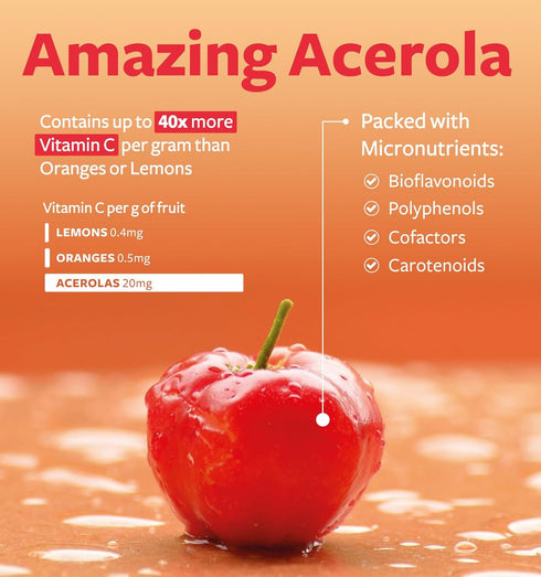 Immune (1 Certified Organic Vitamin C Supplement - Whole Food Acerola Vitamin C Support Supplement for Seasonal