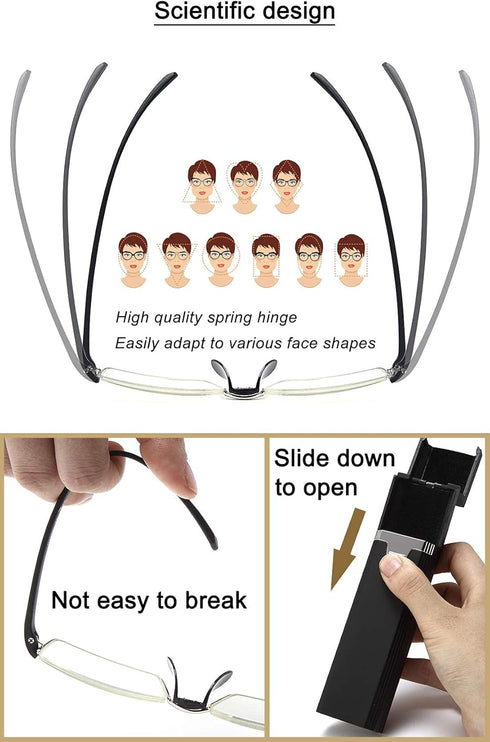 EYEURL Reading Glasses, Half-Rim Computer Readers for Men and Women, +3.5 Blue Light Blocking