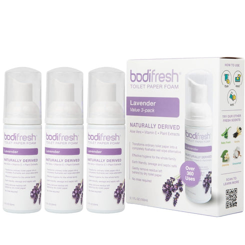Toilet Paper Foam, Liquid Wet Wipe, Plant-Based, Eco Friendly, Aloe & Vitamin E, Lavender, 1.7 Fl Oz (Pack of 3)