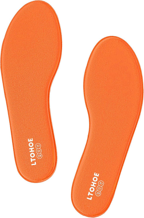 LTOHOE Memory Foam Insoles for Men, Replacement Shoe Insoles for Running, Hiking, Comfort Inner Soles, 8mm Orange US 10