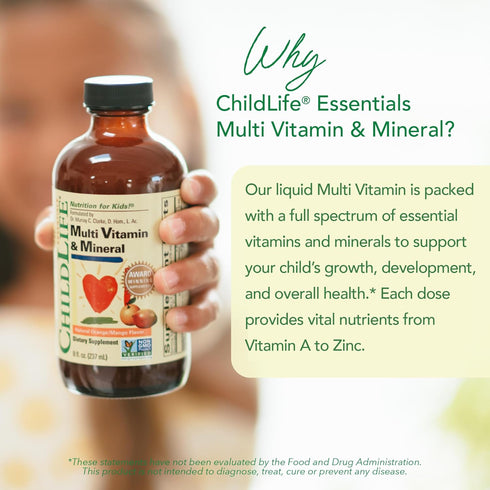 CHILDLIFE ESSENTIALS Kids Multivitamin & Mineral, Liquid Vitamins for Kids, Natural Orange & Mango