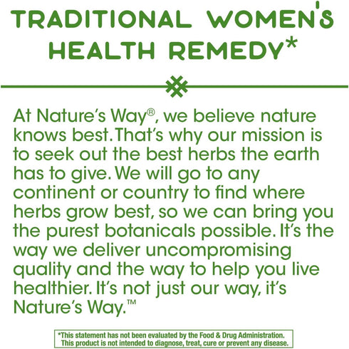 Nature's Way Raspberry Leaf, 640 mg per 2-Capsule Serving, Herbal Supplement for Women's Health, 100 Vegan Capsules