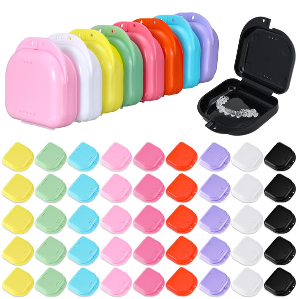64 Pcs Retainer Case with Vent Holes - Multicolor Dental Storage Container for Office, Travel, Household (9 Colors)