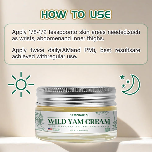 SEMZHAOTAI 2.82 oz Organic Wild Yam Cream - Hormone Balance & Menopause Relief, Supports Hot Flashes & Night Sweats