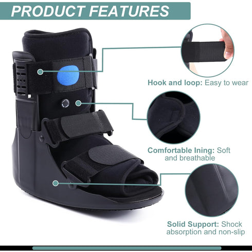 Orthopedic Walking Boot, Air Cam Walker Fracture Boot for Broken Foot, Sprains & Achilles Injuries, Lightweight Medical