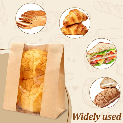 MAIDIWUDI 11.2" 8.2" 3.5" (25) Large Paper Bread Bags for Homemade Bread, x x Paper Bread Bag with Label Lock Clear
