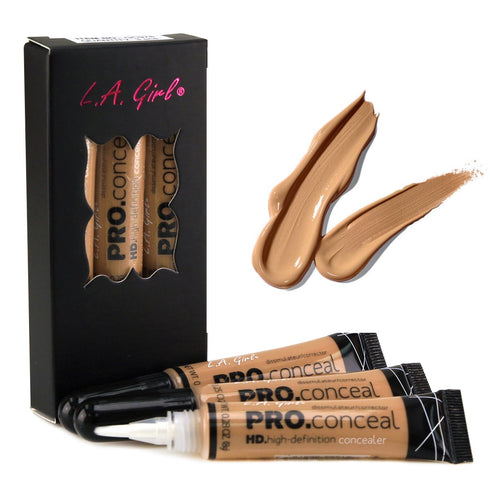 LA Girl HD Conceal High Definition Concealer (Medium Beige) - Pack of 3