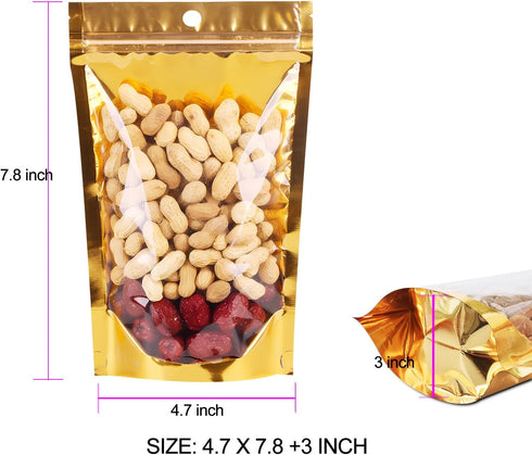 100 Pack Smell Proof Bags, Resealable Stand Up Food Storage Bags with Clear Front Window, 4.7 x 7.8 Inches