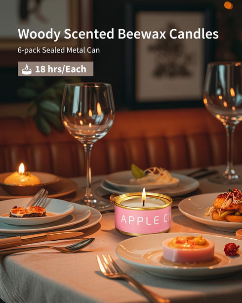 Set, 6-Pack Scented Candles Gift Natural Beeswax Aromatherapy Candles for Mother's Day, Birthday, Christmas, Holiday