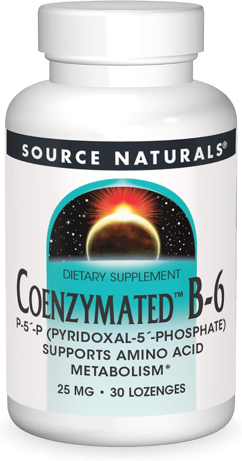Source Naturals Coenzymated B-6 25mg - P-5 Pyridoxal-5 Phosphate, Fast-Acting, Quick Dissolve Sublingual Vitamin