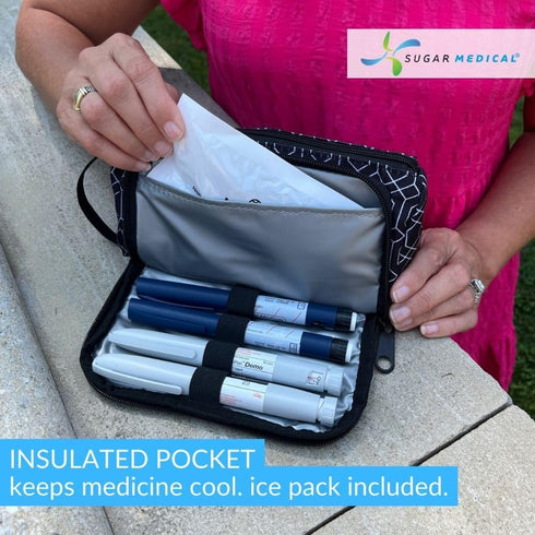 Pack Sugar Medical Insulated Diabetes Insulin Pen Case Organizer Diabetic Travel Bag for Insulin Pens, Glucose Meter