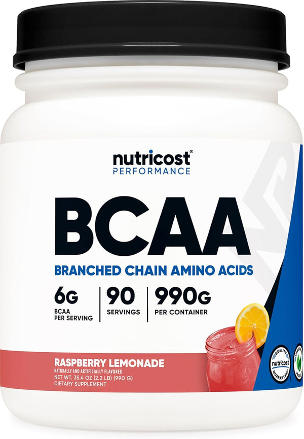 Nutricost BCAA Powder 2:1:1 - Raspberry Lemonade Flavor, 90 Servings