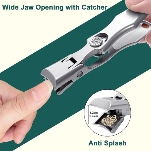 Nail Clippers for Thick Toenails, Heavy Duty Fingernail Clipper, Portable Ultra Sharp Splash Proof Large Trimmer for Men