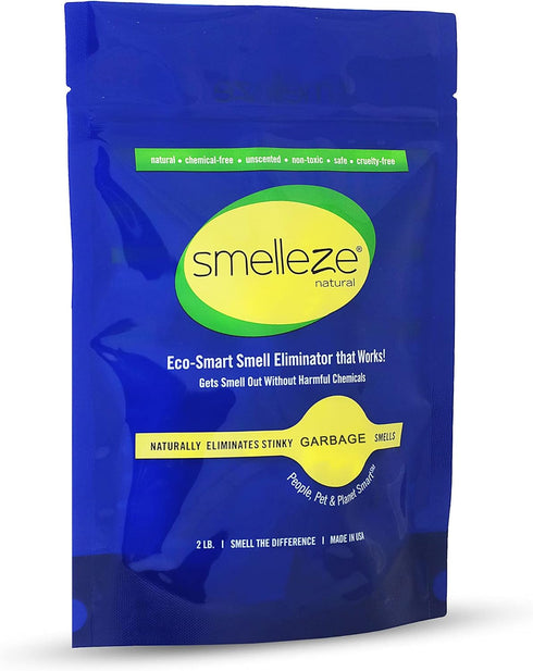 SMELLEZE Natural Garbage Smell Removal Deodorizer: 2 lb. Granules for Ridding Smelly Trash Stench