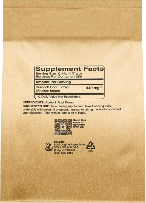 Pure Original Ingredients Burdock Root Extract (4 oz) Lab-Verified, Non-GMO