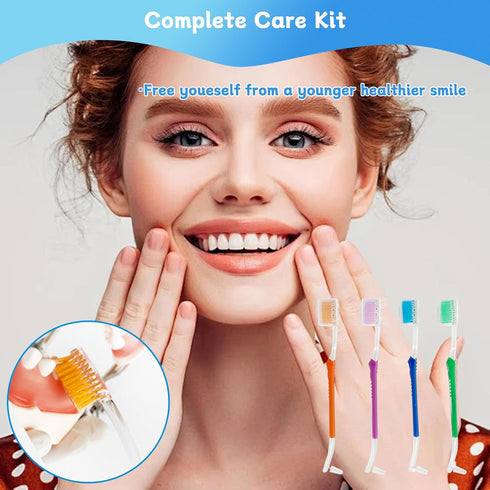 4-Pack Orthodontic Toothbrushes - Double-Ended Design V-Trim Brush & Interspace Brush for Effective Braces Cleaning,