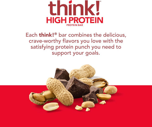 think! Protein Bars - Gluten Free, Kosher Friendly, Chunky Peanut Butter, 2.1 Oz, 10 Count (Packaging May Vary)