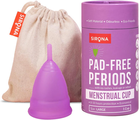 Sirona Reusable Menstrual Cup - Large for Women, Period Cup with No Rashes or Leakage, Best Alternative to Pads