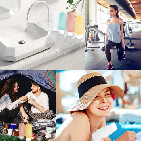 TSA Approved Travel Bottles Set, 4 Pack Portable Leak Proof Refillable Containers for Toiletries
