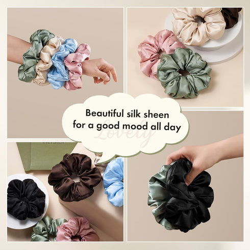 LILYSILK Giant Silk Scrunchies, 100% Silk Filled Hair Holder for Women, Elastic Large Hair Tie for Breakage Prevention