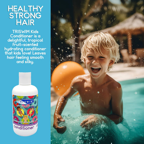 TRISWIM Kids Conditioner After-Swimmer Hair Care, Scented, Chlorine Removal, Dandruff and Dry Scalp Relief