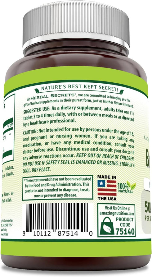 Herbal Secrets Bromelain Supplement 500 Mg Tablets | Non-GMO, Gluten Free | Made in USA (60 Count)