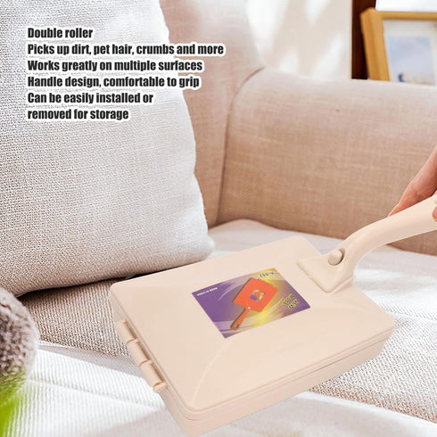 Cleaning Brush, Hand Broom Counter Duster Dusting Brush Double Roller Short Handle Dust Cleanings Brush Manual Sweeping Brush Handheld Removable Carpet Debris Brush For Bed Clothes Desktop Carpet Sofa