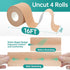 Dimora Uncut Kinesiology Tape, 4 Rolls Pure Cotton Elastic Athletic Tape for Muscle Pain Relief