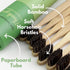 Pack 4 4 Gaia Guy Natural Bristle Bamboo Toothbrush Family (NO Nylon - Horsehair ONLY) - Totally Compostable