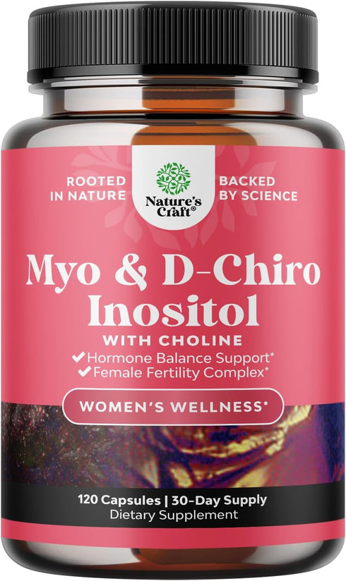 Myo-Inositol & D-Chiro Inositol Capsules for Women's Hormone Balance, Cycle & Fertility Support with Choline