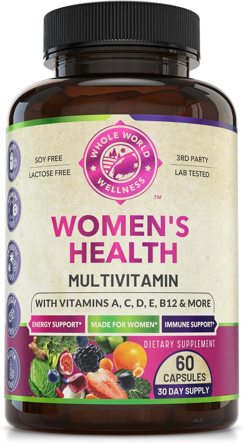 Womens Daily Multivitamin Multimineral Supplement - 60 Capsules - Energy, Mood, Focus, Hair, Skin & Nails