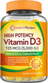 Doctor's Recipes Vitamin D3 5000IU, Immune Support for Bones, Teeth, Muscle Function, 120 Vegetarian Softgels