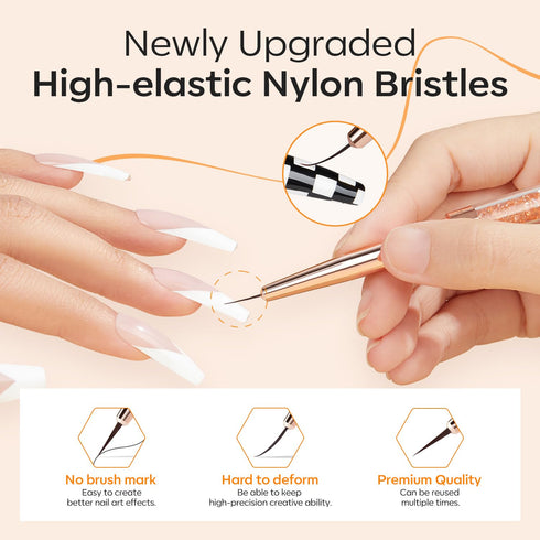 modelones Nail Art Brushes - Super Fine Thin Liner Brush Set Sizes 7/11/15/20mm for Nail Gel Polish Painting Designs
