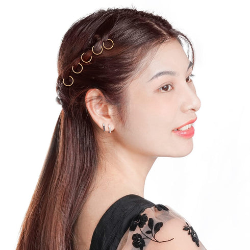 Nydotd 180 Pieces Hair Rings - Braid Rings, Loop Clips, and Hoops - 3 Colors, 2 Sizes for Women's Fashion Hair